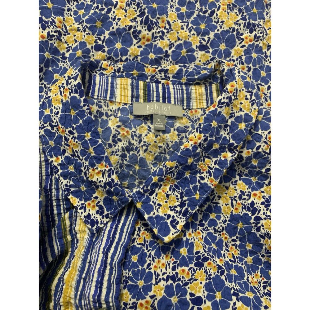 Habitat Top Womens Size XL Floral Textured Button Lagenlook Artsy Casual - Picture 5 of 7